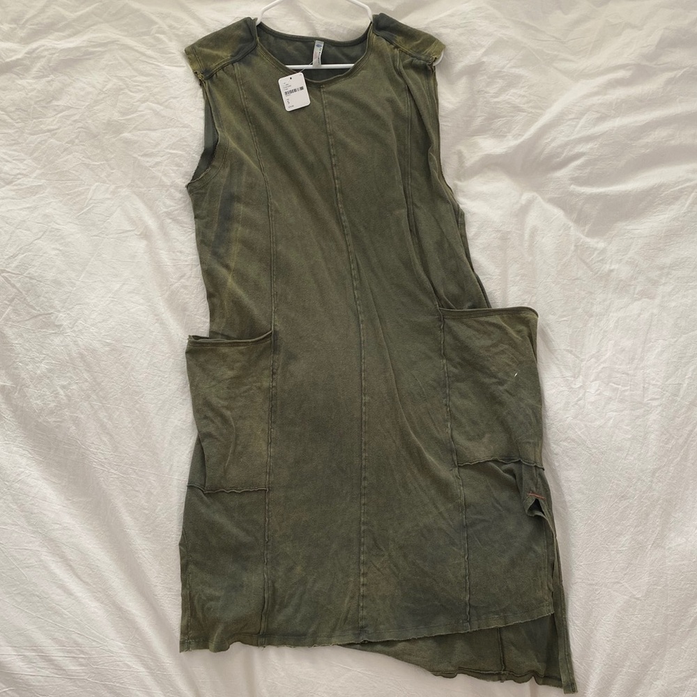 Army green oversized tank dress